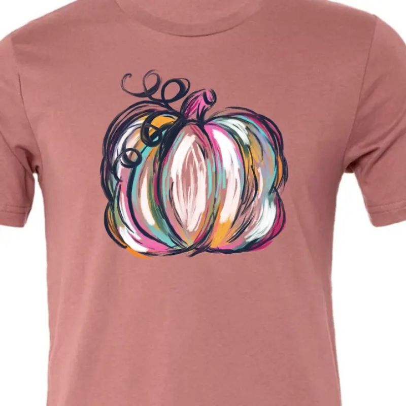 Youth Watercolor Pumpkin Tee Mauve